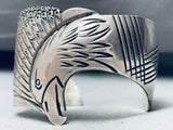 Best Vintage Native American Navajo Hand Carved Eagle Sterling Silver Bracelet-Nativo Arts