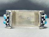 Native American Tremendous Vintage Signed Hopi 33 Morenci Turquoise Sterling Silver Bracelet-Nativo Arts