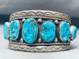 Henry Roanhorse Vintage Native American Navajo Turquoise Sterling Silver Bracelet-Nativo Arts