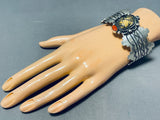 Superior Native American Navajo Yellow Turquoise Sterling Silver Bracelet Rob Yellowhorse-Nativo Arts