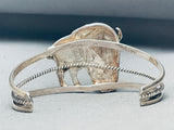 Native American Detailed Buffalo Vintage Navajo Sterling Silver Bracelet Cuff-Nativo Arts