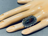 Elegant Vintage Native American Navajo Petrified Wood Sterling Silver Ring-Nativo Arts