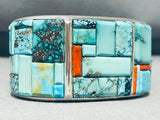 121 Gram Les James Turquoise Inlay Native American Navajo Sterling Silver Bracelet-Nativo Arts