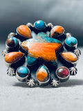 Huge Southwest Vintage Shell Sterling Silver Cluster Ring-Nativo Arts