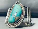 Very Important Blue Bird Turquoise Vintage Native American Navajo Sterling Silver Bracelet-Nativo Arts