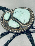 Mint Green Turquoise!! Vintage Native American Navajo Rare Sterling Silver Bolo Tie-Nativo Arts