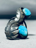 Interesting Vintage Native American Navajo Morenci Turquoise Sterling Silver Ring-Nativo Arts