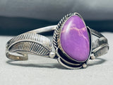 Very Rare Huge Sugilite Vintage Native American Navajo Sterling Silver Leaf Bracelet-Nativo Arts