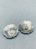 Turquoise Sun Vintage Native American Zuni Sterling Silver Earrings-Nativo Arts