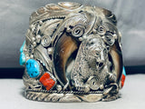 161 Grams!! Power Of Bear Vintage Native American Navajo Turquoise Sterling Silver Bracelet-Nativo Arts