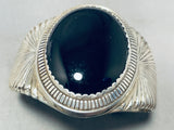 Jaw-dropping Vintage Native American Navajo Black Onyx Sterling Silver Signed Bracelet-Nativo Arts