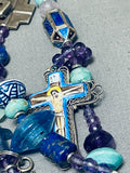 Important Vintage Kim Yhbeta Sterling Silver Cross Turquoise Necklace-Nativo Arts