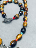 Gorgy Vintage Southwest Tiger Eye Turquoise Sterling Silver Inlay Necklace Set-Nativo Arts