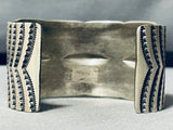 Wide Hand Wrought Vintage Native American Navajo Heavy Sterling Silver Bracelet-Nativo Arts