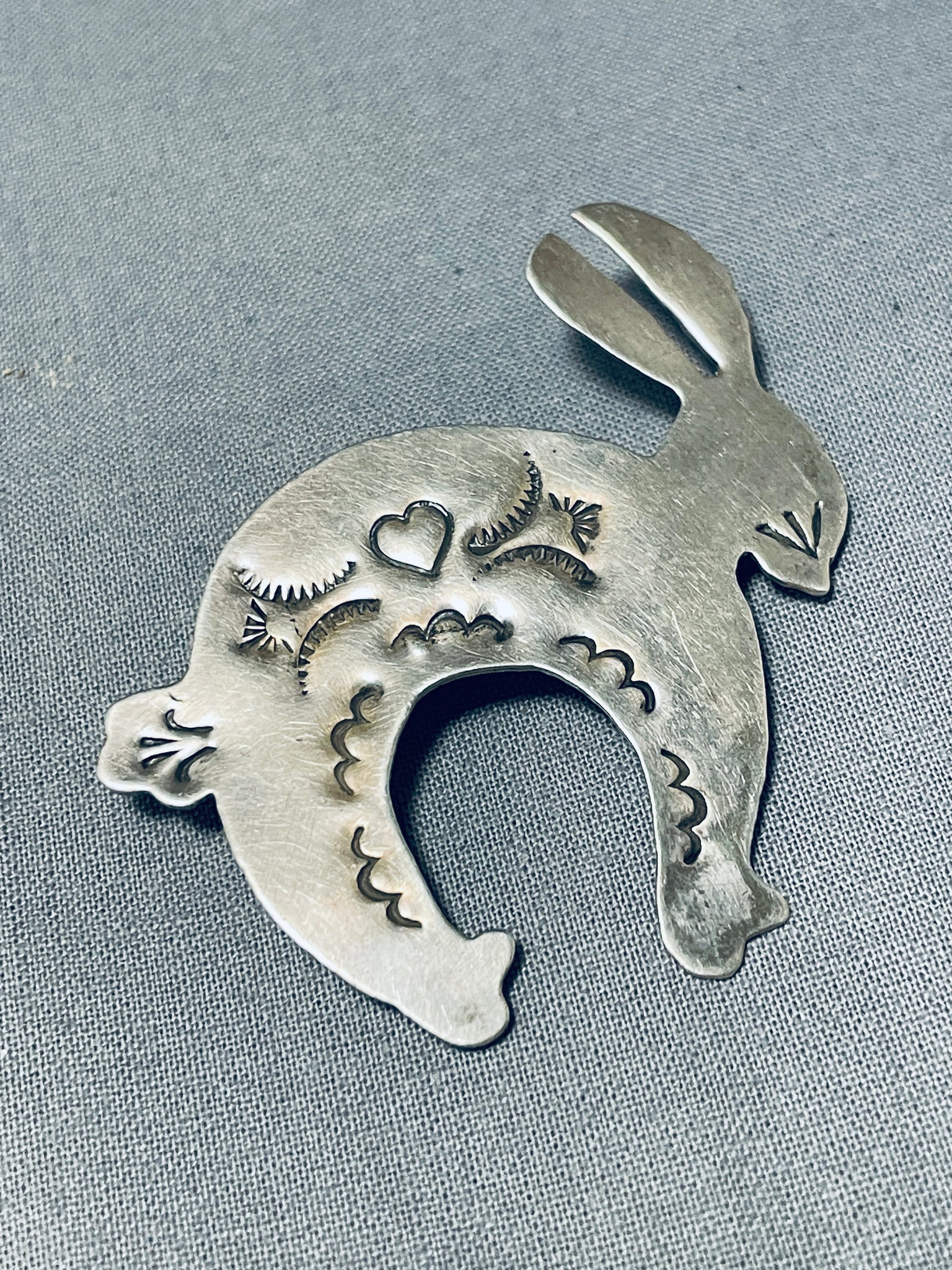 Marvelous Vintage Native American Navajo Sterling Silver Rabbit Pin ...