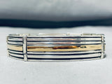 Astounding Vintage Native American Navajo Sterling Silver And 14k Gold Bracelet Signed V. Hicks-Nativo Arts