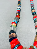 Rose Tommy Singer Native American Navajo Turquoise Coral Lapis Amethyst Sterling Silver Necklace-Nativo Arts