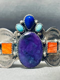 Princess Crown Vintage Native American Navajo Turquoise Charoite Sterling Silver Bracelet-Nativo Arts