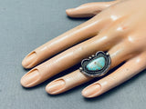 Incredible Vintage Native American Navajo Spiderweb #8 Turquoise Sterling Silver Ring-Nativo Arts