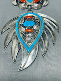 One Of The Biggest Most Crazy Vintage Navajo Turquoise Sterling Silver Necklace-Nativo Arts