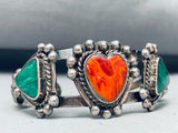 Heart Of Spiny Vintage Native American Navajo Sterling Silver Bracelet Cuff Old-Nativo Arts