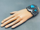 Very Rare Early Thomas Singer Vintage Native American Navajo Turquoise Sterling Silver Bracelet-Nativo Arts