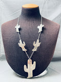 Handmade Cactus Vintage Southwest Sterling Silver Necklace