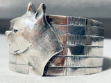 Dog Lover!! Extremely Detailed Vintage Southwest Sterling Silver Bracelet Cuff-Nativo Arts