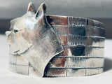 Dog Extremely Detailed Vintage Sterling Silver Bracelet Cuff-Nativo Arts