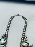 Womens Vintage Native American Navajo Turquoise Sterling Silver Squash Blossom Necklace-Nativo Arts