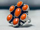 Wonderful Vintage Native American Navajo Coral Sterling Silver Ring-Nativo Arts