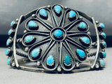 Flower Of Joy!! Vintage Native American Navajo Turquoise Sterling Silver Bracelet Old-Nativo Arts