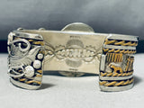 One Of Most Detailed Vintage Native American Navajo Green Turquoise Sterling Silver Bracelet-Nativo Arts
