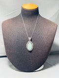 Luminous Native American Navajo Signed Turquoise Opal Inlay Sterling Silver Necklace-Nativo Arts