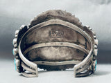 One Of The Finest Vintage Native American Navajo Turquoise Sterling Silver Cluster Bracelet