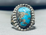 Majestic Vintage Native American Navajo Morenci Turquoise Sterling Silver Ring-Nativo Arts