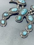 Gasp! Persin Turquoise Vintage Native American Navajo Sterling Silver Squash Blossom Necklace-Nativo Arts