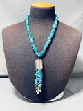 One Of The Most Unique Native American Navajo Turquoise Straight Jacla Sterling Silver Necklace-Nativo Arts