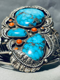 The Best Vintage Native American Navajo Blue Thunder Turquoise Sterling Silver Bracelet-Nativo Arts