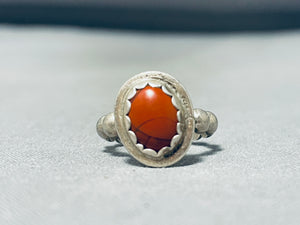 One Of A Kind Vintage Native American Navajo Carnelian Sterling Silver Ring-Nativo Arts