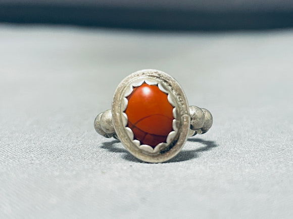 One Of A Kind Vintage Native American Navajo Carnelian Sterling Silver Ring-Nativo Arts