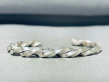 Glorious Native American Navajo Sterling Silver Twist Thick Bracelet-Nativo Arts