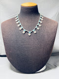 Brilliant Native American Navajo 23 Kingman Turquoise Sterling Silver Necklace-Nativo Arts