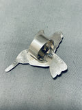 Wonderful Vintage Native American Navajo Blue Gem Turquoise Sterling Silver Hummingbird Ring-Nativo Arts