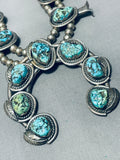 Gasp! 193 Grams Vintage Native American Navajo Sterling Silver Turquoise Squash Blossom Necklace-Nativo Arts