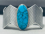 Incredible Zig Zag Spiderweb Turquoise Sterling Silver Bracelet-Nativo Arts