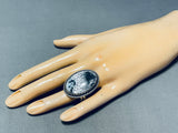 Signed Vintage Native American Navajo White Buffalo Sterling Silver Ring-Nativo Arts