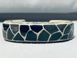 One Of The Best Vintage Native American Navajo Black Onyx Sterling Silver Bracelet-Nativo Arts