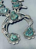 Gasp! 300 Gram Vintage Native American Navajo Turquoise Sterling Silver Squash Blossom Necklace-Nativo Arts