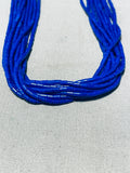 Tubes Of Lapis!! Authentic Native American Navajo Sterling Silver Necklace-Nativo Arts